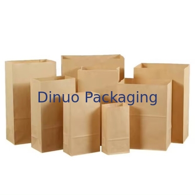 Ukuran Disposable Brown Kraft Kantong Kertas untuk Roti, Sandwich Flat Bottom Food Take Out Kantong Kertas