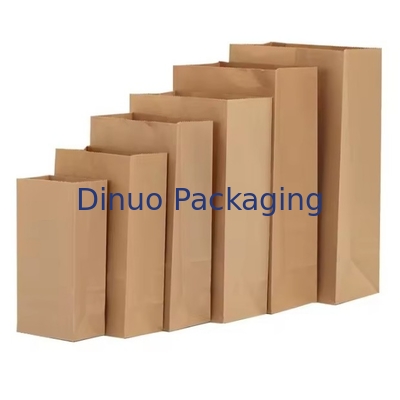 Ukuran Disposable Brown Kraft Kantong Kertas untuk Roti, Sandwich Flat Bottom Food Take Out Kantong Kertas