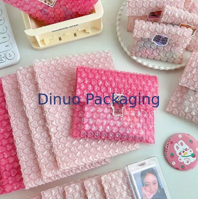 Hati Bentuk Pink Gelembung Kantong Pos Waterproof Airmata-tahan Cinta Gelembung Wrap Sheet Untuk Pembungkusan Hadiah