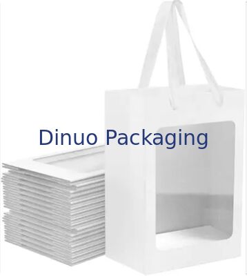 Kantong Tote Kertas Kraft Berwarna Hitam / Putih / Hitam yang Dapat Digunakan Lagi Dengan Genggam Ribbon Untuk Hadiah