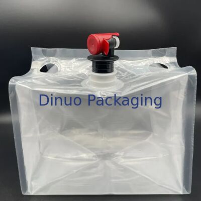 Clear Bag In Box With Reusable Valve Food Safe Transparent Liquid Packaging Bib Bag For Liquid Storage Dispensing