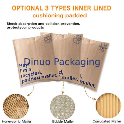 Custom Compostable Kraft Paper Envelope Mailers Daur Ulang 100% Biodegradable Honeycomb Padded Shipping Packaging Kantong Pos