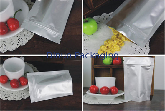 Kustom Dicetak Aluminium Foil Kantong Permukaan Perak Untuk Kemasan Elektronik