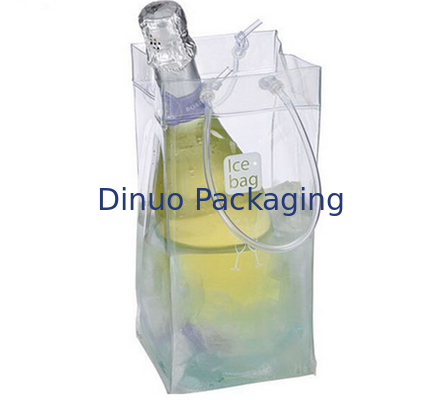 Tas Kemasan PVC Kustom, Kantong Es Pendingin Plastik Bening Untuk Pengemasan Anggur