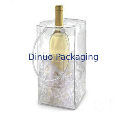 Non-Toxic Clear PVC Packaging Bags, Kemasan Wine Ice Cube Pouch Dengan Handle