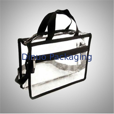 Tas Zipper Pvc Transparan Daur Ulang / Tas Penyimpanan Perjalanan Dengan Pegangan