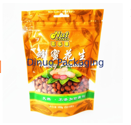 Three Side Seal Kustom Dicetak Stand Up Pouch Aluminium Foil Bahan Zipper Top