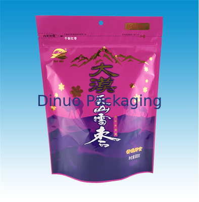 Three Side Seal Kustom Dicetak Stand Up Pouch Aluminium Foil Bahan Zipper Top