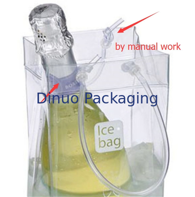 Non-Toxic Clear PVC Packaging Bags, Kemasan Wine Ice Cube Pouch Dengan Handle