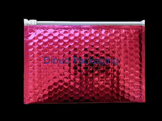 Multi-Fungsi Zipper Bubble Bags Kustom A5 Pink Metallized Film Holographic Padded Mailing Amplop