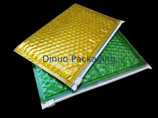Logo kustom dan cetak Rose gold warna A4 ritsleting Aluminium Foil Metallic Bubble Express Bag