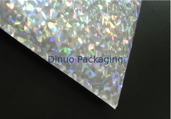 Reclosable 250x180mm Shiny Holographic Slider Zipper tas gelembung, Gelembung untuk pengepakan