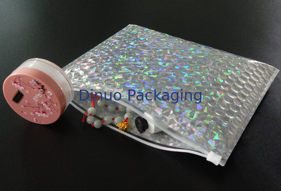 Shockproof Laser Film Zipper Bubble Bags Untuk Perhiasan / Kosmetik SGS