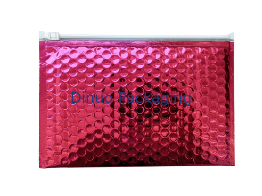Red Shinny A3 Metallic Foil Padded Amplop Mailer Paket Standar Zipper Bubble Bag